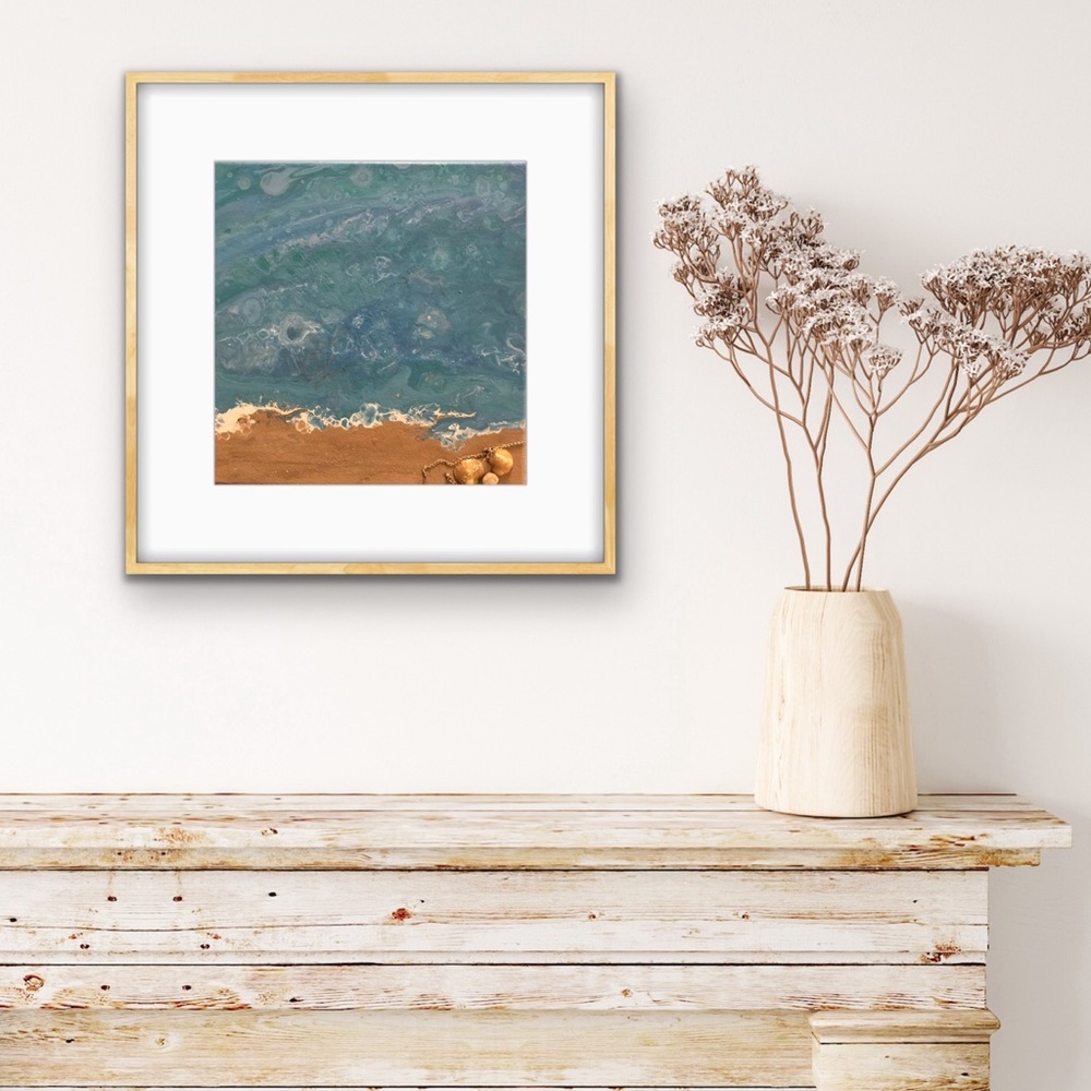 Original acrylic beach painting signed by artist
